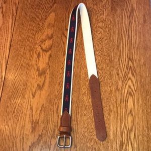 J. Crew Men’s Navy Embroidered Lobster Belt